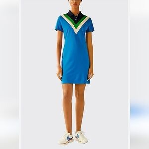 Tory Sport- Pique Chevron Polo Golf Dress Galleria Blue-Size XS